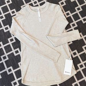 Lululemon Sit in Lotus Sweater Merino Wool Heathered Light Ivory